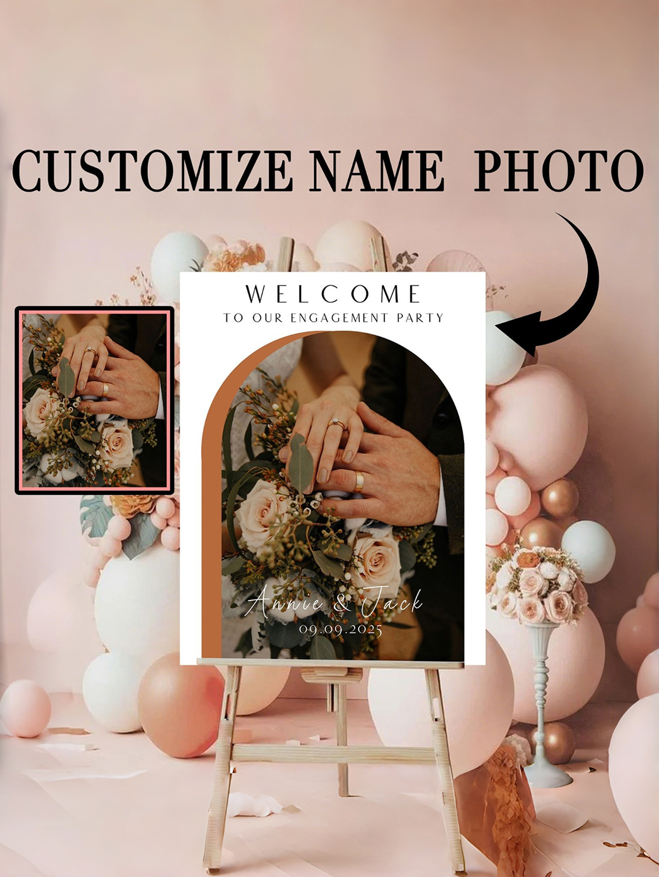 Custom Photo Birthday Welcome Sign - Personalized with Name and Date